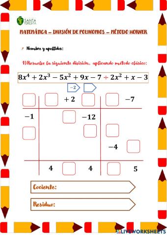 División de polinomios - Método Horner