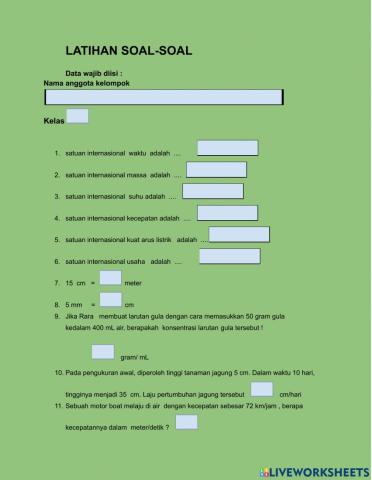 Latihan soal kelas 7