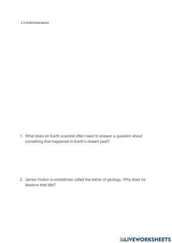 2.3 Uniformitarianism