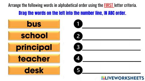 Alphabetical order first, second & third letter criteria