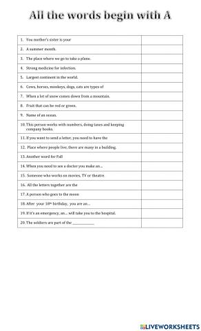 All the words begin with A