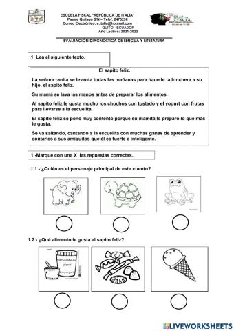 Evalucion de diagnostico para tercero