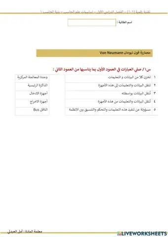 بنية الحاسب - معمارية فون نيومان