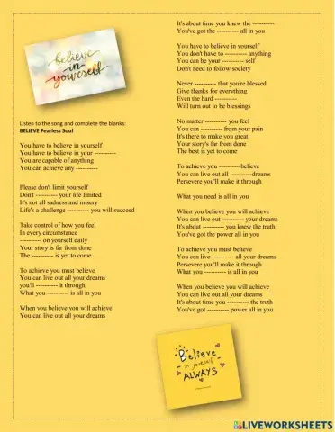 Song- Believe in Yourself