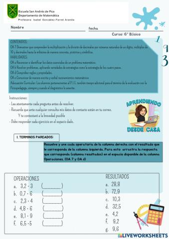Multiplicación Números decimales