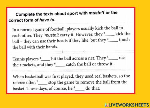 Must-have to with sports vocabulary