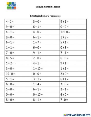 Estrategia sumar  y restar 0