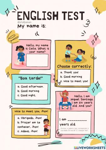 Introducing yourself, family and feelings.