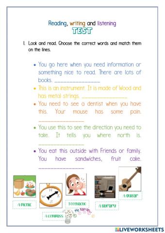 Test Level 3 - Reading, writing and listening