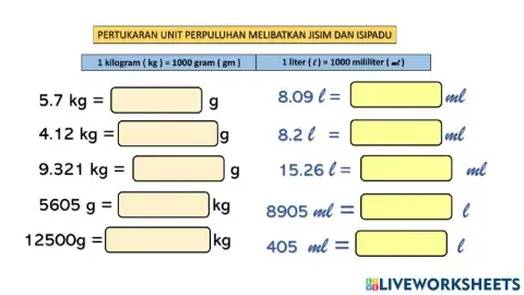 Tukar unit jisim isipadu