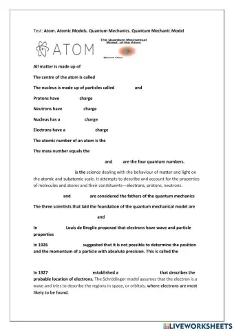 Atom, Quantum Mechanics and quantum mechanical model