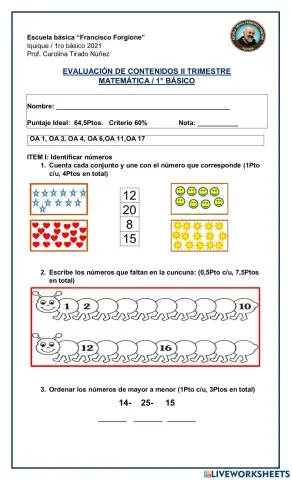 Prueba de números hasta el 20