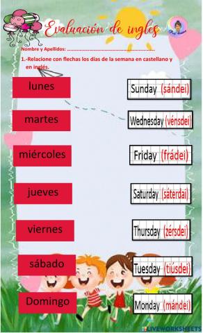 Los días de la semana en ingles