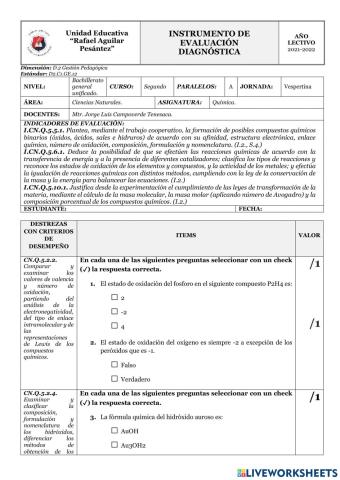 Diagnostico 2do quimica