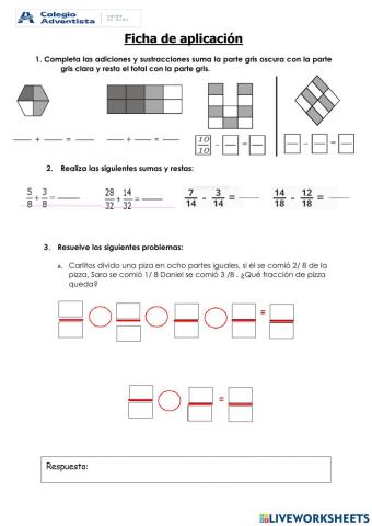 Suma y resta de fracciones homogéneas
