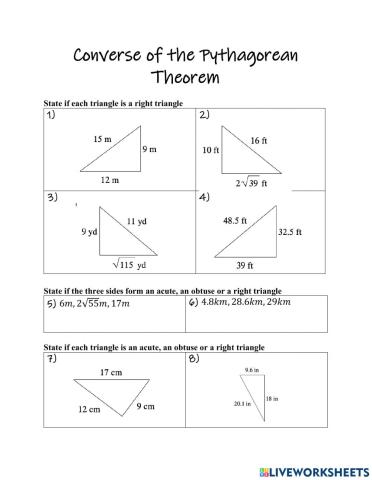 Converse of Pythagoras' Theorem