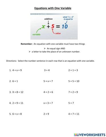 Equations with One Variable