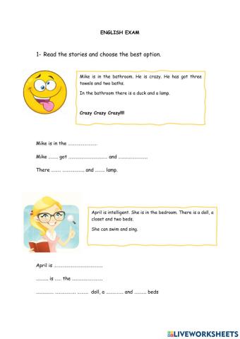 English exam: there is-are food