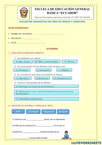 Evaluacion  diagnostica lengua y literatura