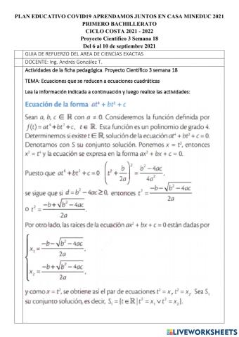 Ecuaciones Cuadrática por Fórmula General 2