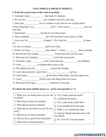 PAST SIMPLE - PRESENT PERFECT