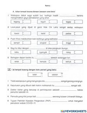 Bahasa Melayu Kata Adjektif