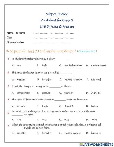 Worksheet