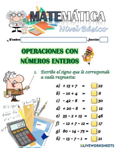 Operaciones con Números Enteros