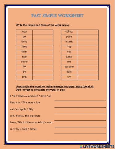 Past simple worksheet