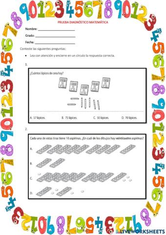 Prueba diagnóstico matemática