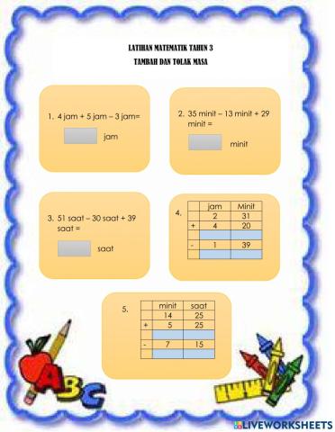 Tambah dan Tolak Masa Tahun 3