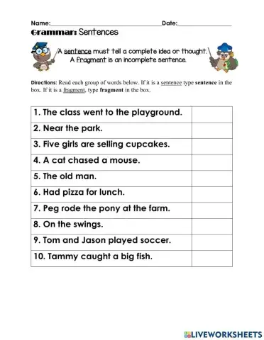 Sentence or Fragment