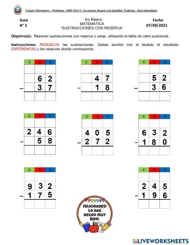 Sustracciones con reserva o canje