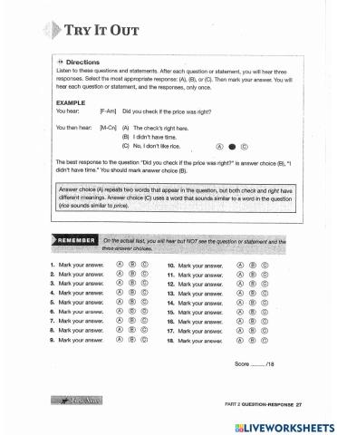 Toeic part 2-try it out