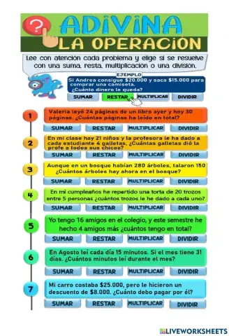 Elige la operación matemática