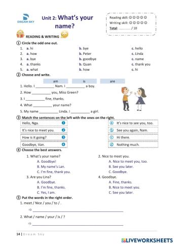 Grade 3 - Main - Unit 2: What's your name?