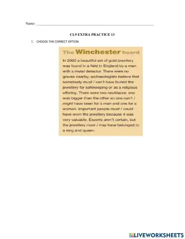 CL9 Extra Practice 13