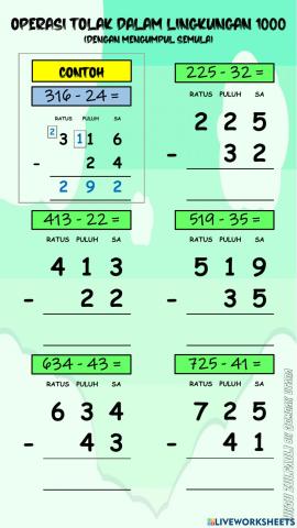 Operasi tolak lingkungan 1000 DENGAN MENGUMPUL SEMULA