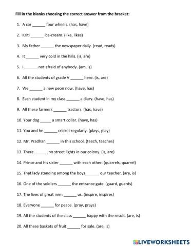 Subject-Verb Agreement Assessment