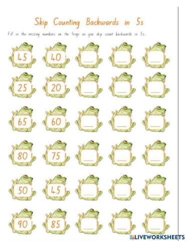 Counting by 5s backwards