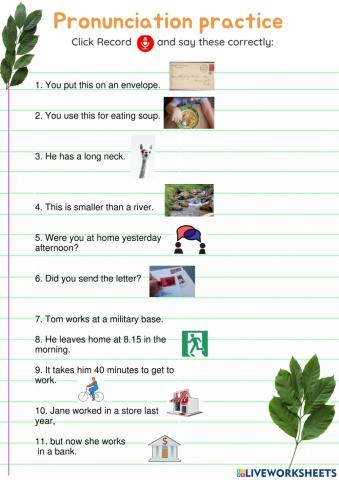 Pronunciation practice - review quiz C.1