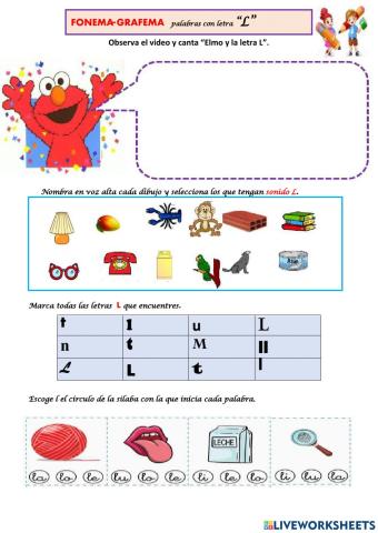 Relacion fonema grafema letra L