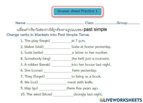 Past simple : possitive sentence