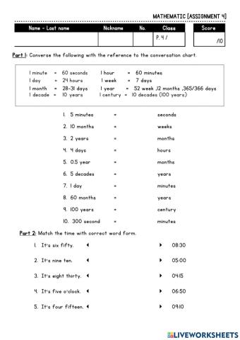 EIS P4 Math Worksheet4
