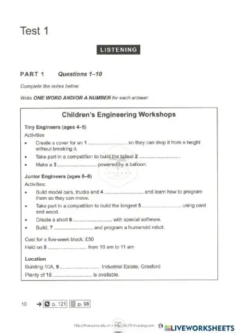Cambridge 16- test 1-part 1