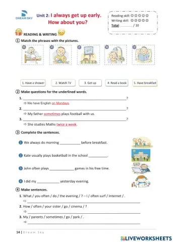 Grade 5 - Unit 2: I always get up early. How about you?