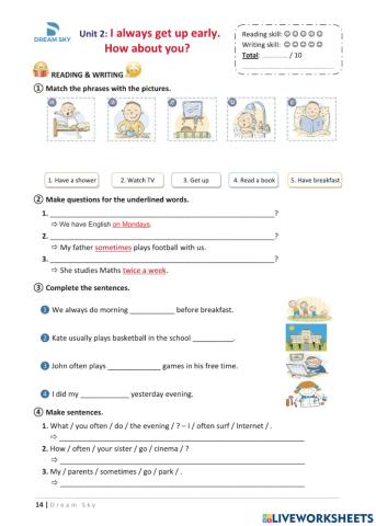 Grade 5 - Unit 2: I always get up early. How about you?