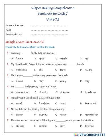 Worksheet