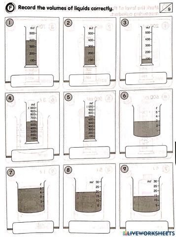 Volume of liquids year 2