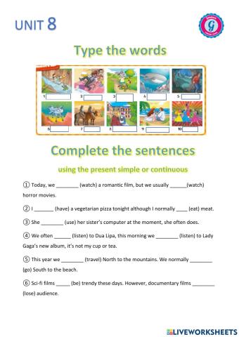 Vocabulary films + present simple vs. continuous